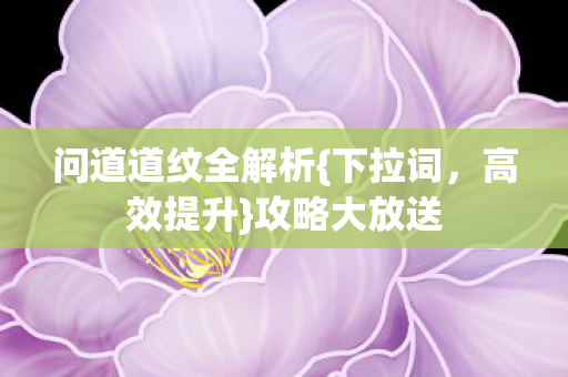 问道道纹全解析{下拉词，高效提升}攻略大放送