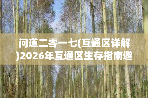 2026年互通区生存指南避坑图片