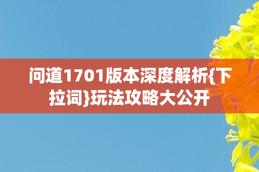 问道1701版本深度解析图片