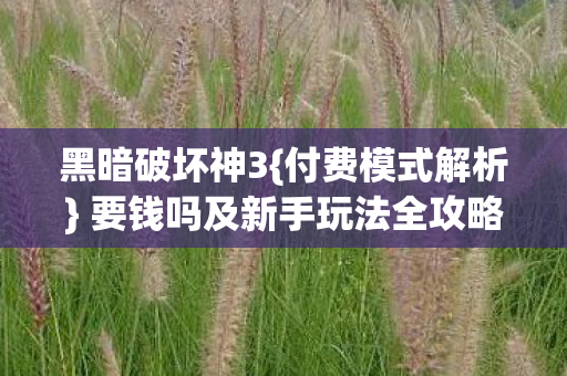 黑暗破坏神3{付费模式解析} 要钱吗及新手玩法全攻略 黑暗破坏神3{付费模式解析} 要钱吗及新手玩法全攻略
