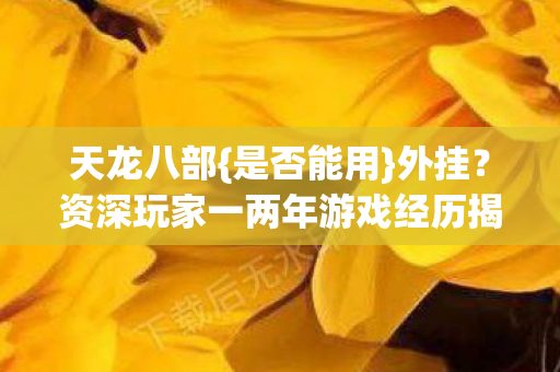 天龙八部{是否能用}外挂？资深玩家一两年游戏经历揭秘