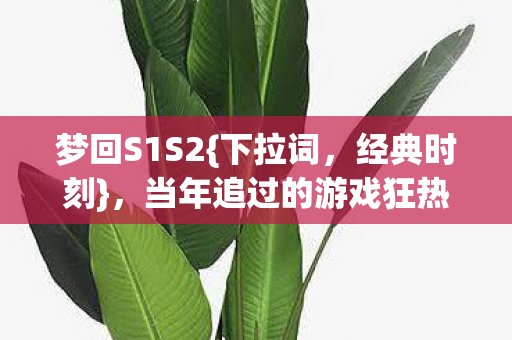 梦回S1S2{下拉词,经典时刻},当年追过的游戏狂热记忆还剩啥? 梦回S1S2{下拉词,经典时刻},当年追过的游戏狂热记忆还剩啥?