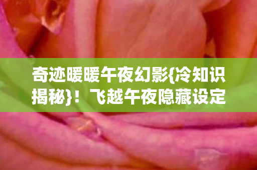 奇迹暖暖午夜幻影{冷知识揭秘}!飞越午夜隐藏设定大公开 奇迹暖暖午夜幻影{冷知识揭秘}!飞越午夜隐藏设定大公开