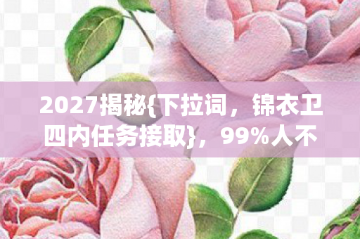 2027揭秘{下拉词，锦衣卫四内任务接取}，99%人不知的真相！