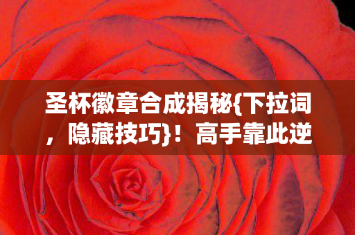 圣杯徽章合成揭秘{下拉词,隐藏技巧}!高手靠此逆天改命 圣杯徽章合成揭秘{下拉词,隐藏技巧}!高手靠此逆天改命