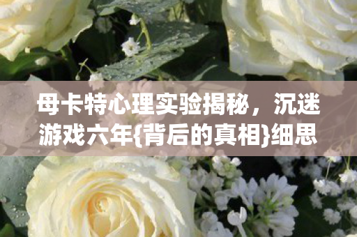 母卡特心理实验揭秘,沉迷游戏六年{背后的真相}细思极恐 母卡特心理实验揭秘,沉迷游戏六年{背后的真相}细思极恐