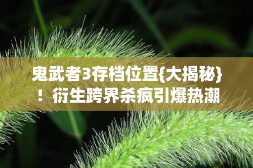 鬼武者3存档位置{大揭秘}!衍生跨界杀疯引爆热潮 鬼武者3存档位置{大揭秘}!衍生跨界杀疯引爆热潮