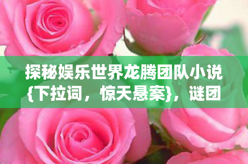 探秘娱乐世界龙腾团队小说{下拉词，惊天悬案}，谜团重重待解