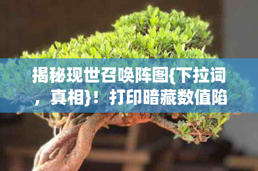 揭秘现世召唤阵图{下拉词，真相}！打印暗藏数值陷阱概率低