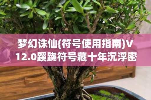 梦幻诛仙{符号使用指南}V12.0蹊跷符号藏十年沉浮密码