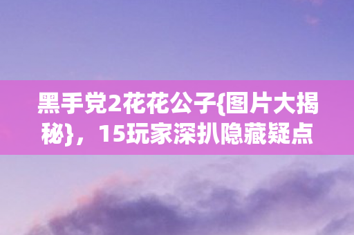 黑手党2花花公子{图片大揭秘}，15玩家深扒隐藏疑点真相