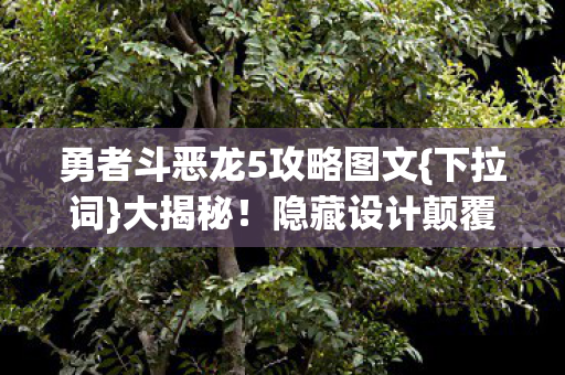 勇者斗恶龙5攻略图文{下拉词}大揭秘！隐藏设计颠覆你的认知