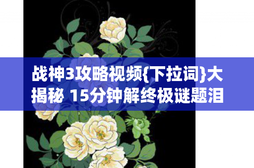 战神3攻略视频{下拉词}大揭秘 15分钟解终极谜题泪忆青春