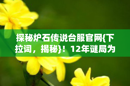 探秘炉石传说台服官网{下拉词，揭秘}！12年谜局为何引玩家泪目？