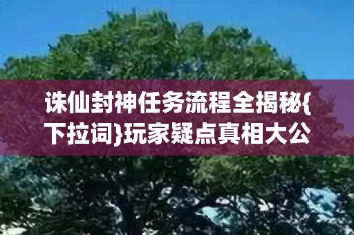 诛仙封神任务流程全揭秘{下拉词}玩家疑点真相大公开 诛仙封神任务流程全揭秘{下拉词}玩家疑点真相大公开