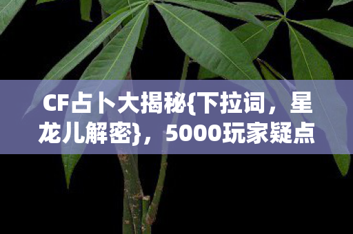 CF占卜大揭秘{下拉词,星龙儿解密},5000玩家疑点真相曝光! CF占卜大揭秘{下拉词,星龙儿解密},5000玩家疑点真相曝光!