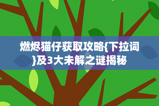燃烬猫仔获取攻略{下拉词}及3大未解之谜揭秘