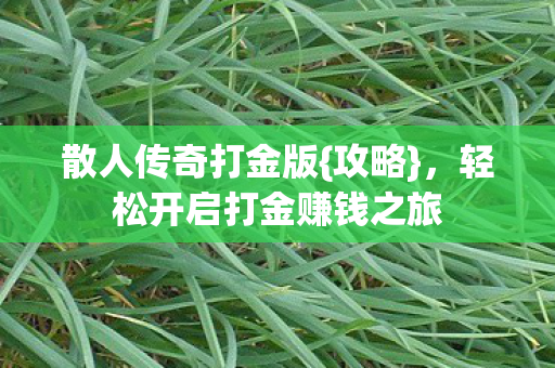 轻松开启打金赚钱之旅图片