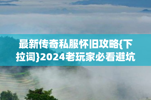 2024老玩家必看避坑指南图片