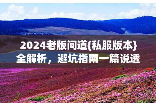 2024老版问道{私服版本}全解析，避坑指南一篇说透