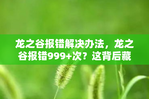 龙之谷报错解决办法，龙之谷报错999+次？这背后藏着比BUG更恶心的3大猫腻！