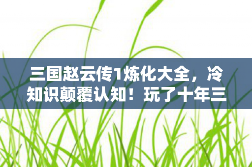 三国赵云传1炼化大全，冷知识颠覆认知！玩了十年三国赵云传1竟目瞪口呆发现……