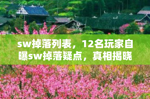 sw掉落列表，12名玩家自曝sw掉落疑点，真相揭晓瞬间集体绷不住！