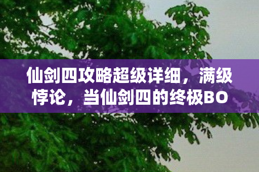 当仙剑四的终极BOSS成了我人生的NPC图片