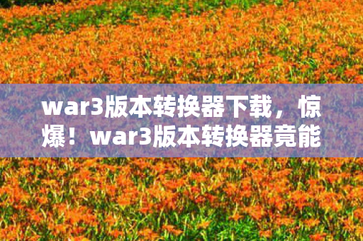 war3版本转换器下载,惊爆!war3版本转换器竟能一键解锁99%隐藏玩法?真相让人沸腾! war3版本转换器下载,惊爆!war3版本转换器竟能一键解锁99%隐藏玩法?真相让人沸腾!