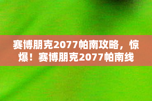 赛博朋克2077帕南线竟砍掉300万玩法图片
