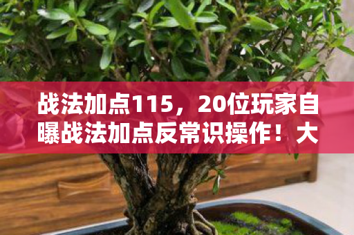 20位玩家自曝战法加点反常识操作图片