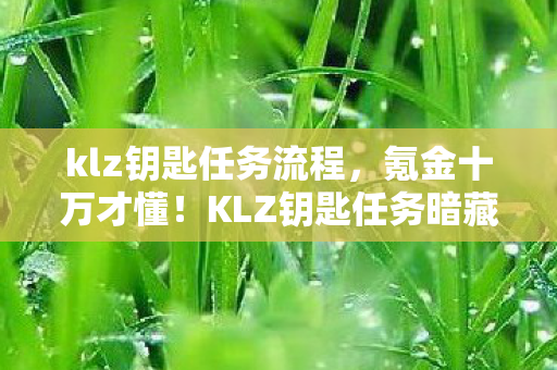 KLZ钥匙任务暗藏万元陷阱图片