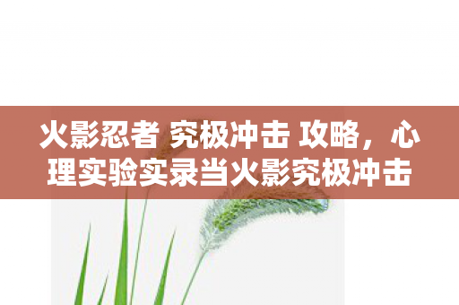 心理实验实录当火影究极冲击成为沉迷陷阱图片