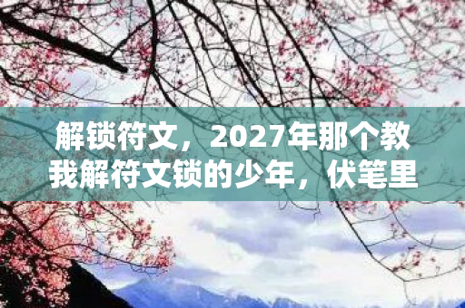 2027年那个教我解符文锁的少年图片