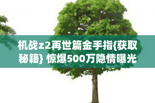 机战z2再世篇金手指{获取秘籍} 惊爆500万隐情曝光