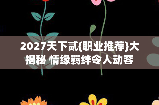 2027天下贰{职业推荐}大揭秘 情缘羁绊令人动容