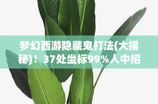 梦幻西游隐藏鬼打法{大揭秘}！37处坐标99%人中招
