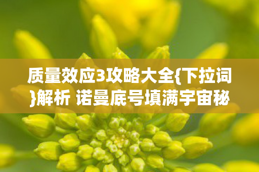 质量效应3攻略大全{下拉词}解析 诺曼底号填满宇宙秘籍 质量效应3攻略大全{下拉词}解析 诺曼底号填满宇宙秘籍