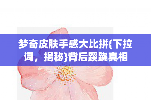 梦奇皮肤手感大比拼{下拉词，揭秘}背后蹊跷真相