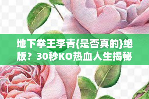 30秒KO热血人生揭秘图片