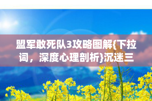 盟军敢死队3攻略图解{下拉词，深度心理剖析}沉迷三年细思极恐