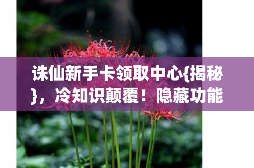 诛仙新手卡领取中心{揭秘}，冷知识颠覆！隐藏功能惊人