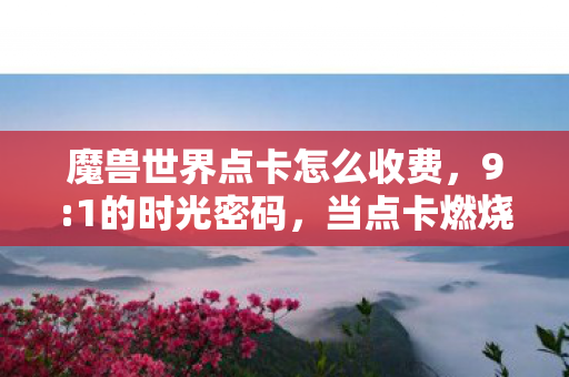 魔兽世界点卡怎么收费，9:1的时光密码，当点卡燃烧殆尽，谁在收割我的青春余额？