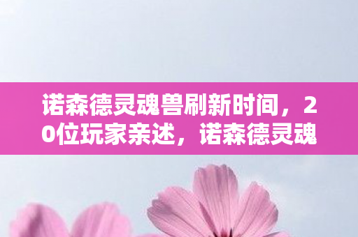 诺森德灵魂兽刷新时间，20位玩家亲述，诺森德灵魂兽刷新点疑云，这操作真让人绷不住！
