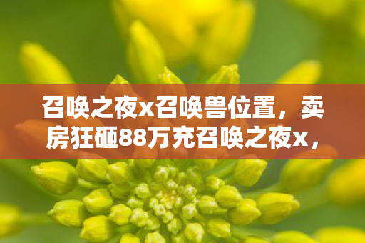 召唤之夜x召唤兽位置，卖房狂砸88万充召唤之夜x，离婚协议藏惊天隐情，吓你一跳！