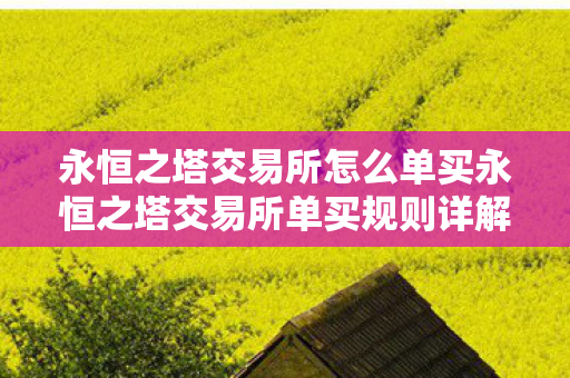 永恒之塔交易所怎么单买永恒之塔交易所单买规则详解图片