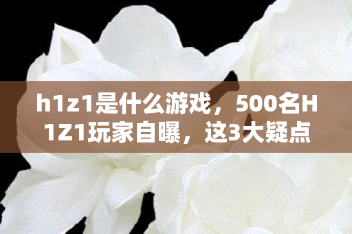 h1z1是什么游戏，500名H1Z1玩家自曝，这3大疑点，老玩家都绷不住了！