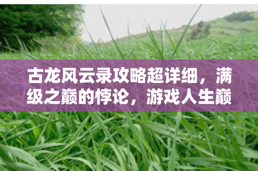 古龙风云录攻略超详细,满级之巅的悖论,游戏人生巅峰,现实灵魂深渊的震颤 古龙风云录攻略超详细,满级之巅的悖论,游戏人生巅峰,现实灵魂深渊的震颤