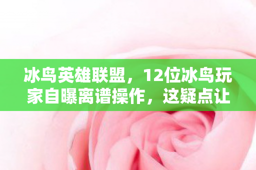 冰鸟英雄联盟，12位冰鸟玩家自曝离谱操作，这疑点让老玩家都绷不住了！