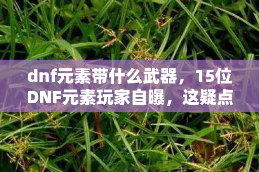 dnf元素带什么武器，15位DNF元素玩家自曝，这疑点让我游戏体验崩了，绷不住啊！